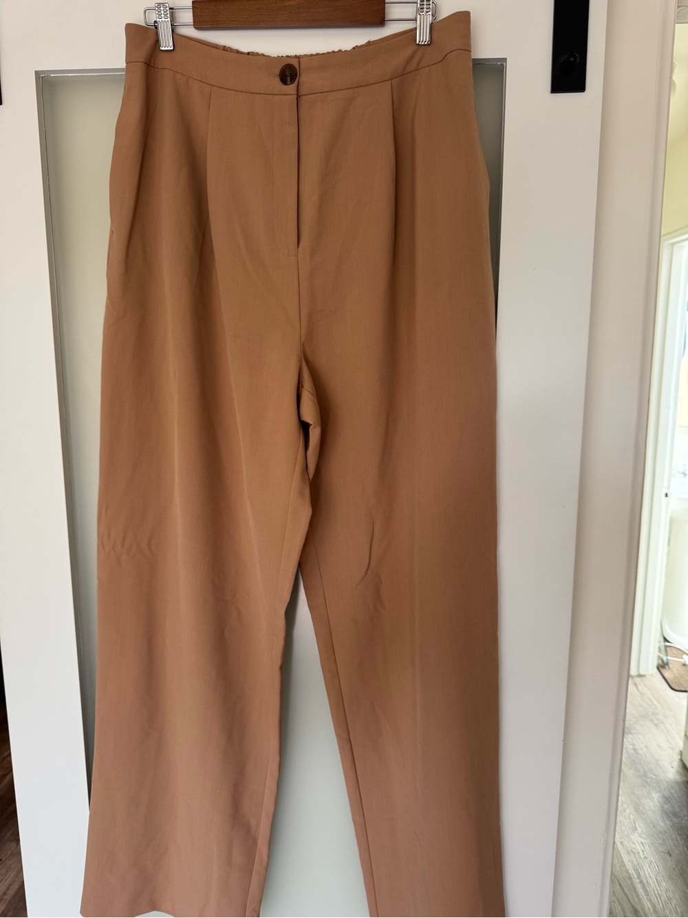 High-Rise Trouser Pants in Camel - Tall Length